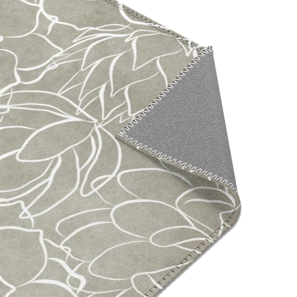 Floral Boho Area Rug | Beige White Cactus