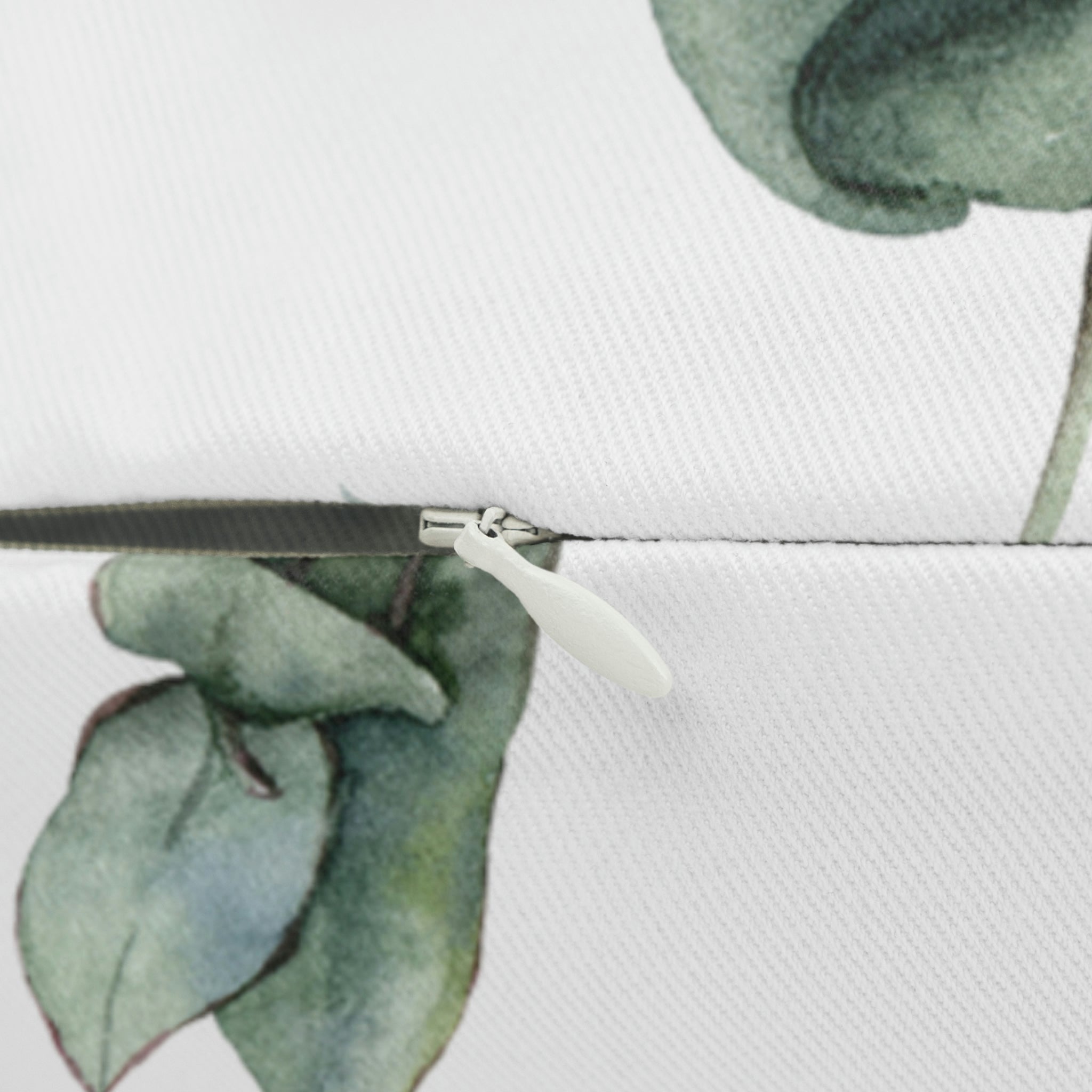 Eucalyptus Floral Lumbar Pillow | Sage Green White