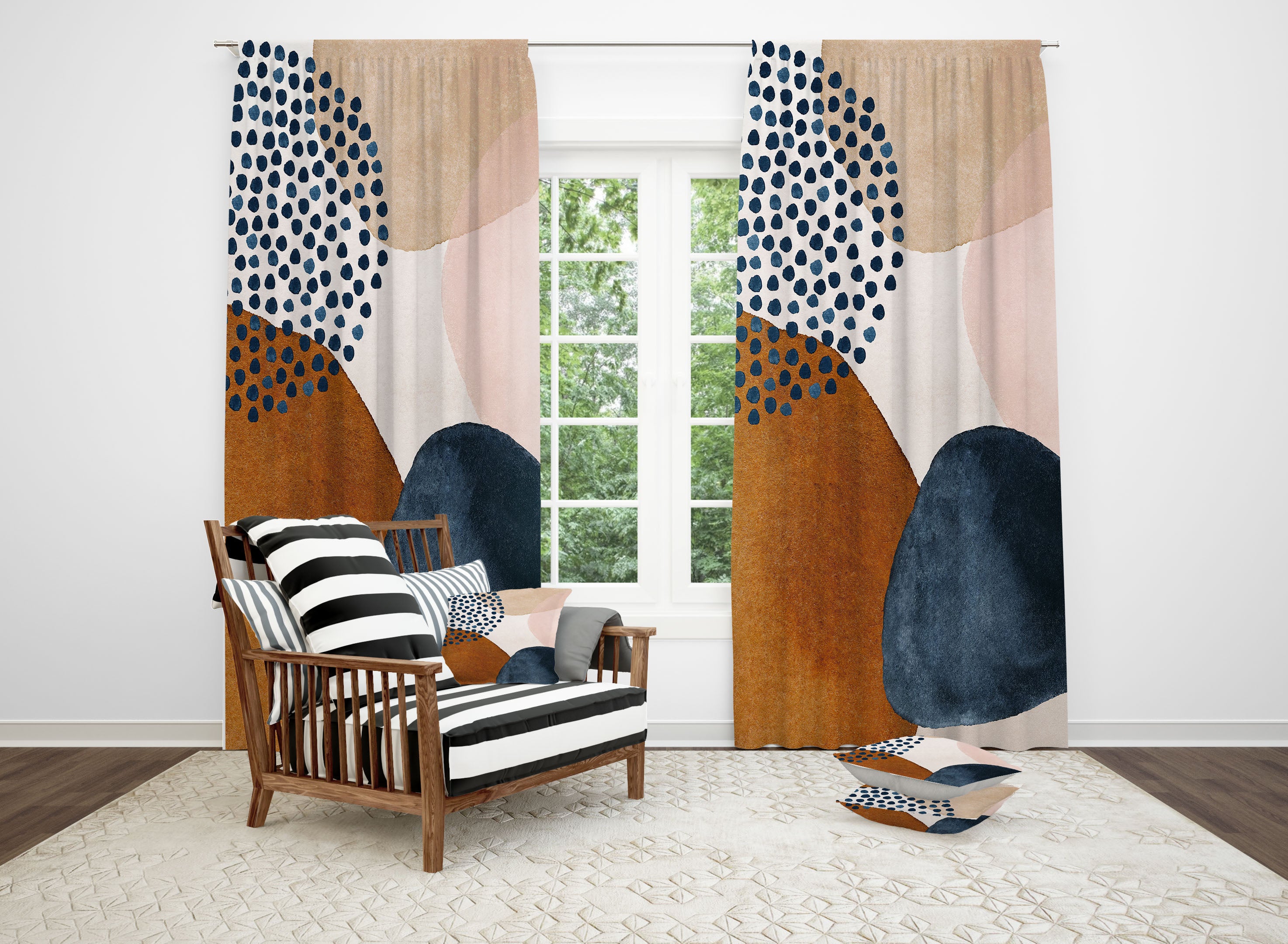 modern abstract, unique window curtains