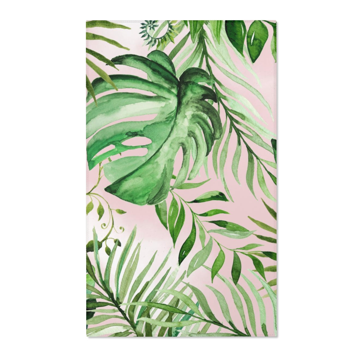 Floral Area Rug | Blush Peach Jungle Leaves