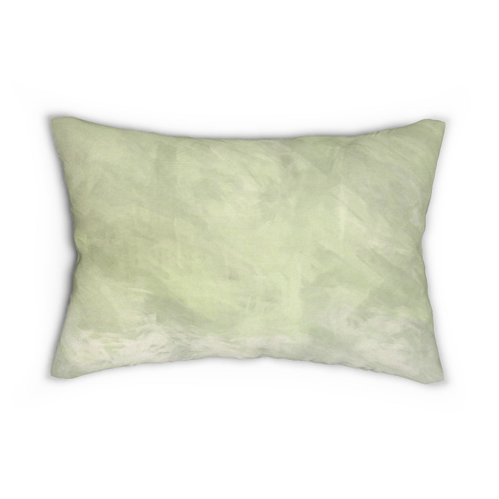 Abstract Boho Lumbar Pillow | Pastel Green White