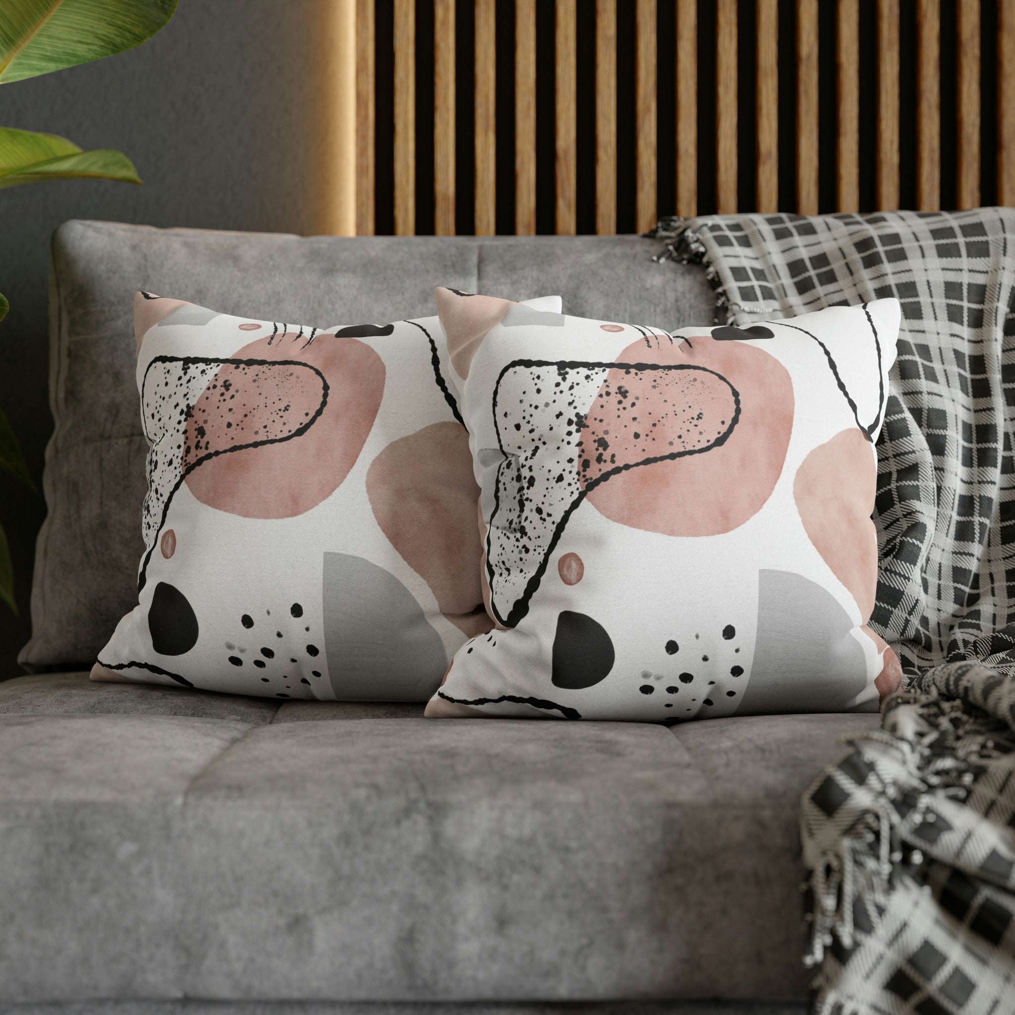 Abstract Pillow Cover | Beige, White, Gray Black