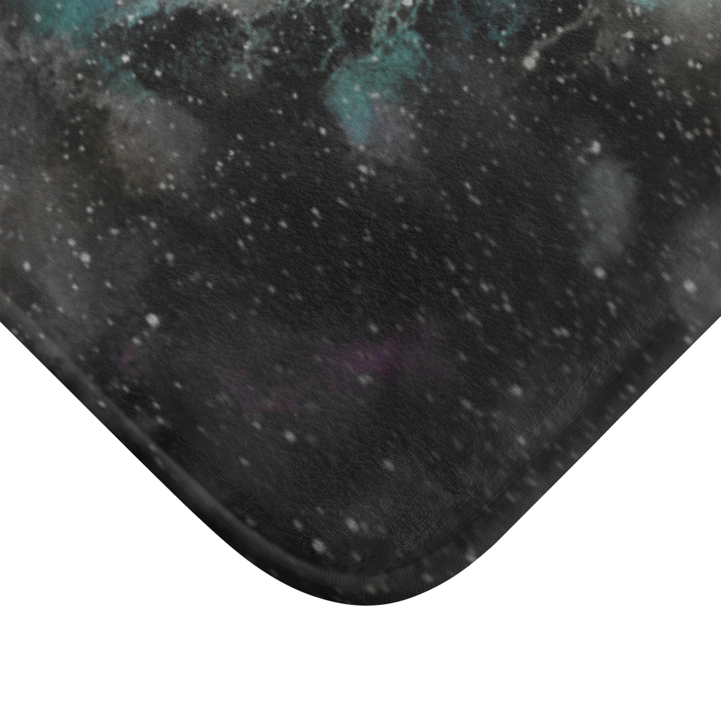 Celestial Bath Mat | Black Teal Greenl | Bathroom Rug