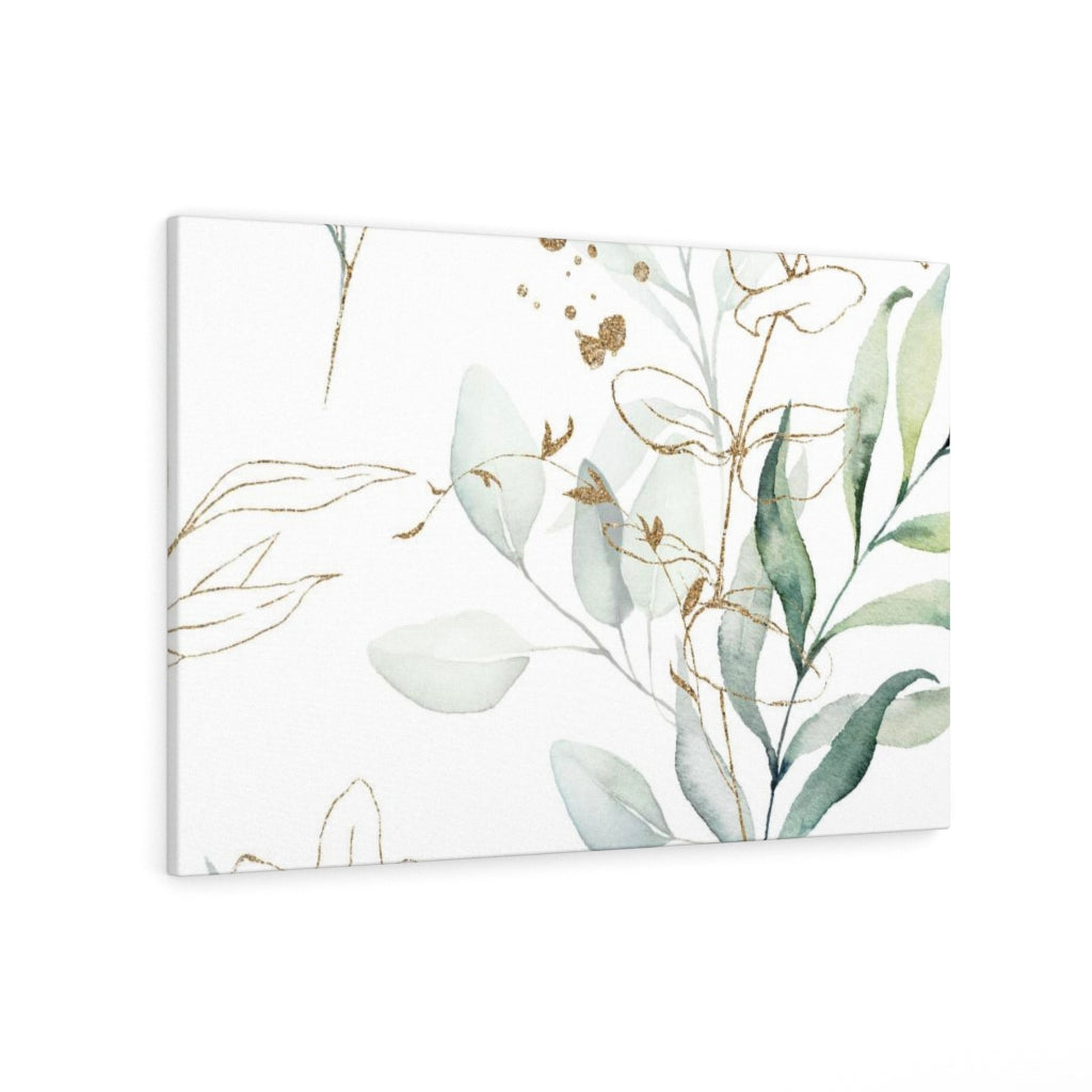 FLORAL WALL CANVAS ART | White Green Gold