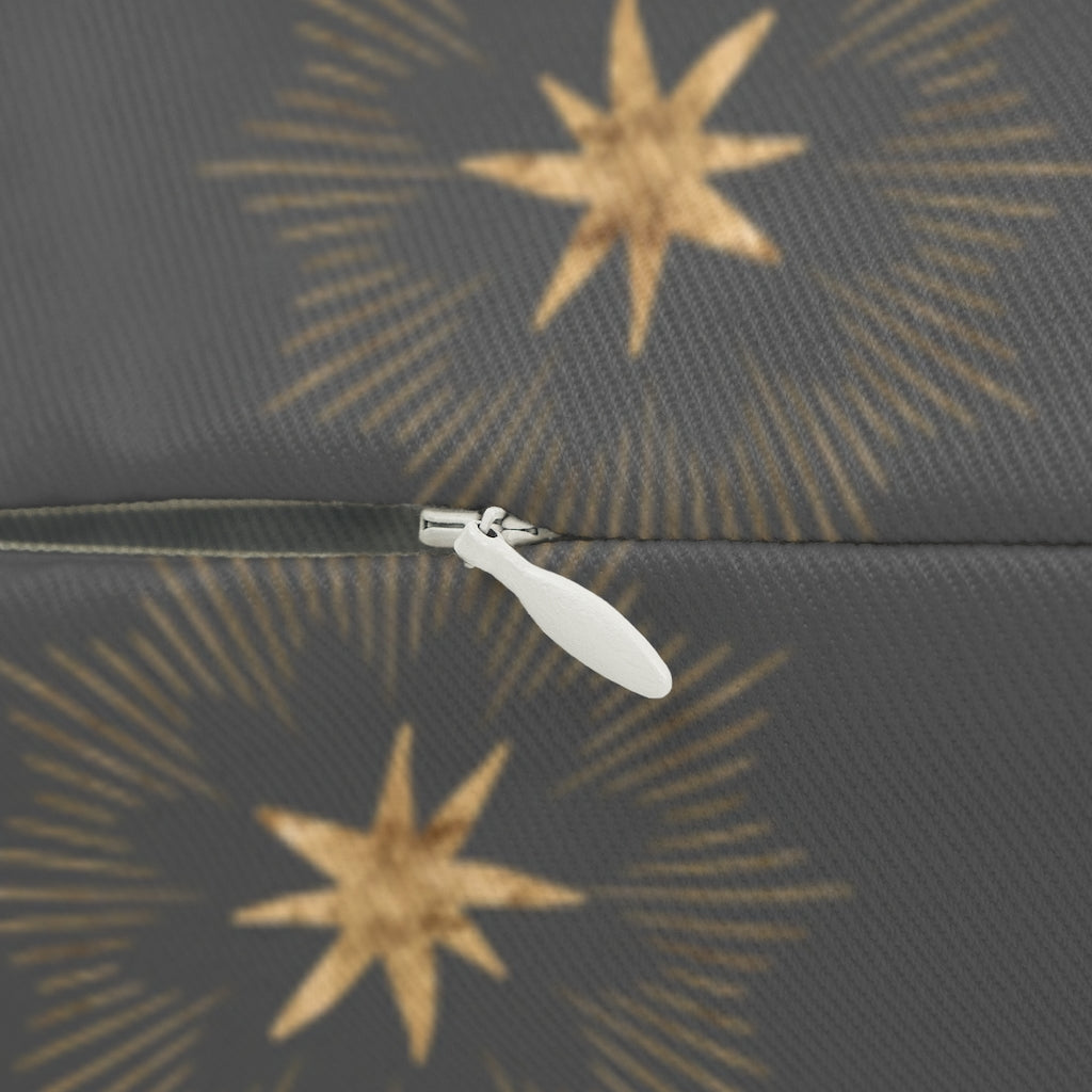 Mystical Boho Lumbar Pillow | Grey Gold Stars