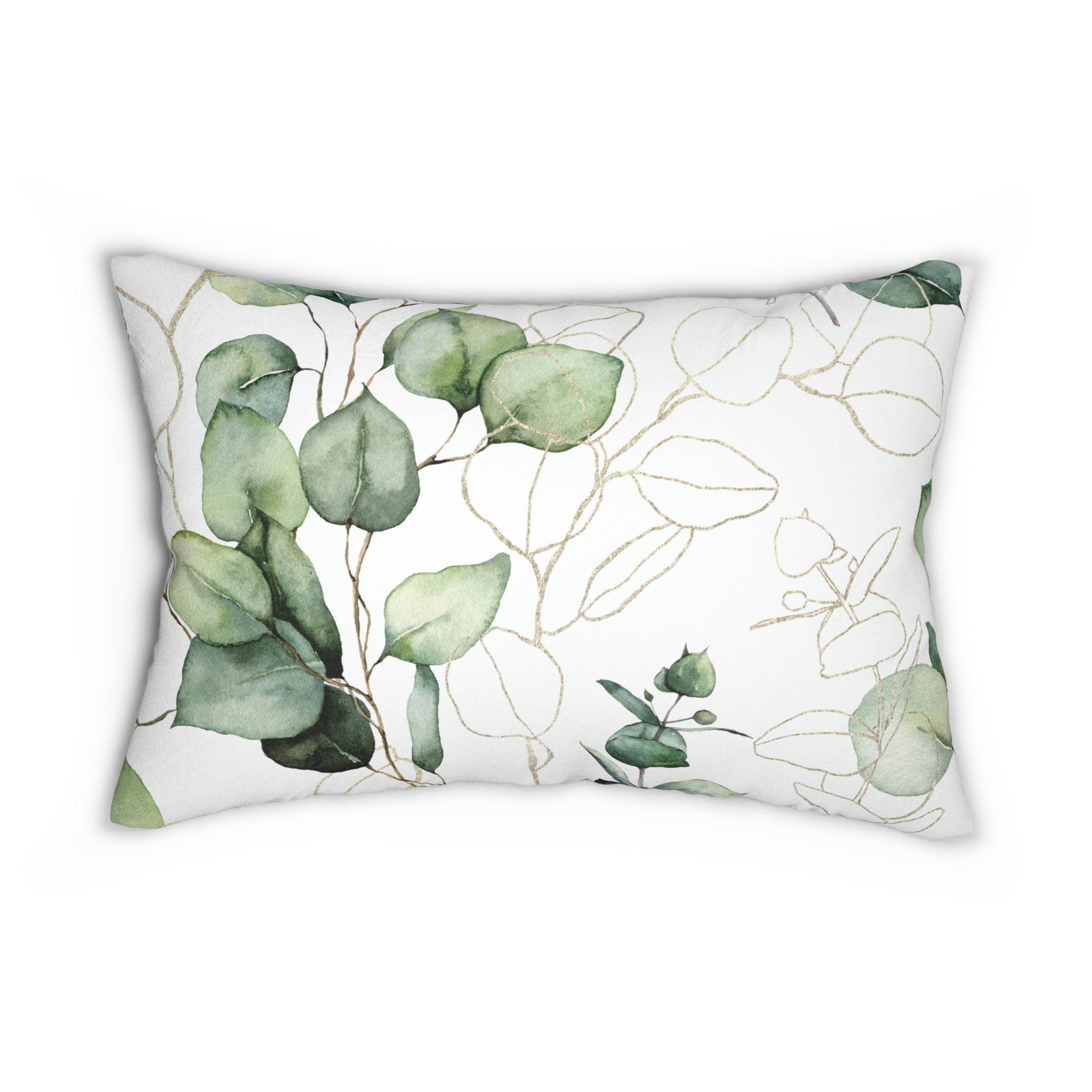 Eucalyptus Floral Lumbar Pillow | Sage Green White