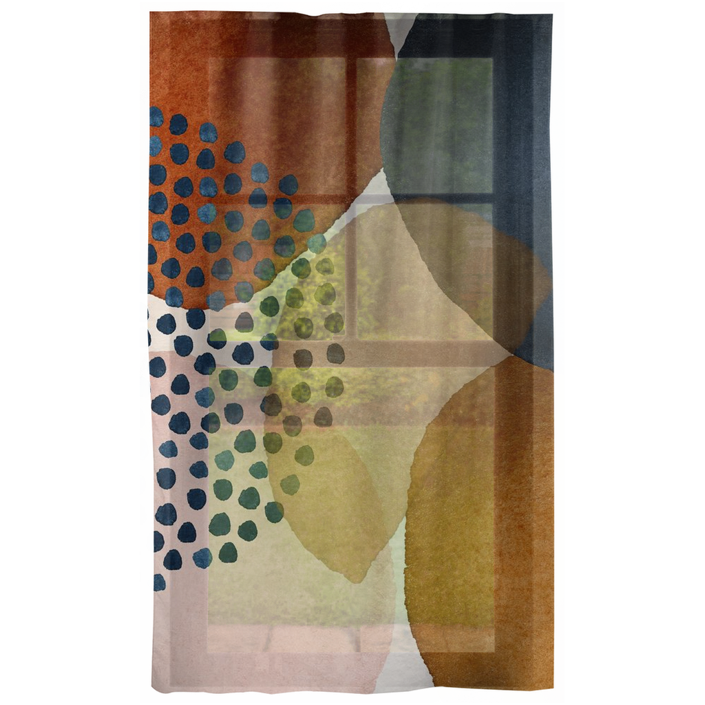 Abstract Window Curtains | Navy Rust