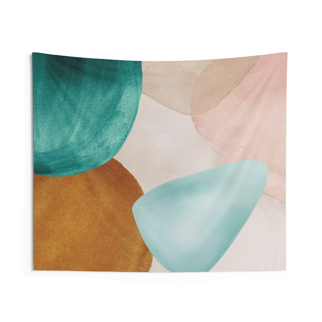 Abstract Tapestry | Beige Blush Pink Teal Green