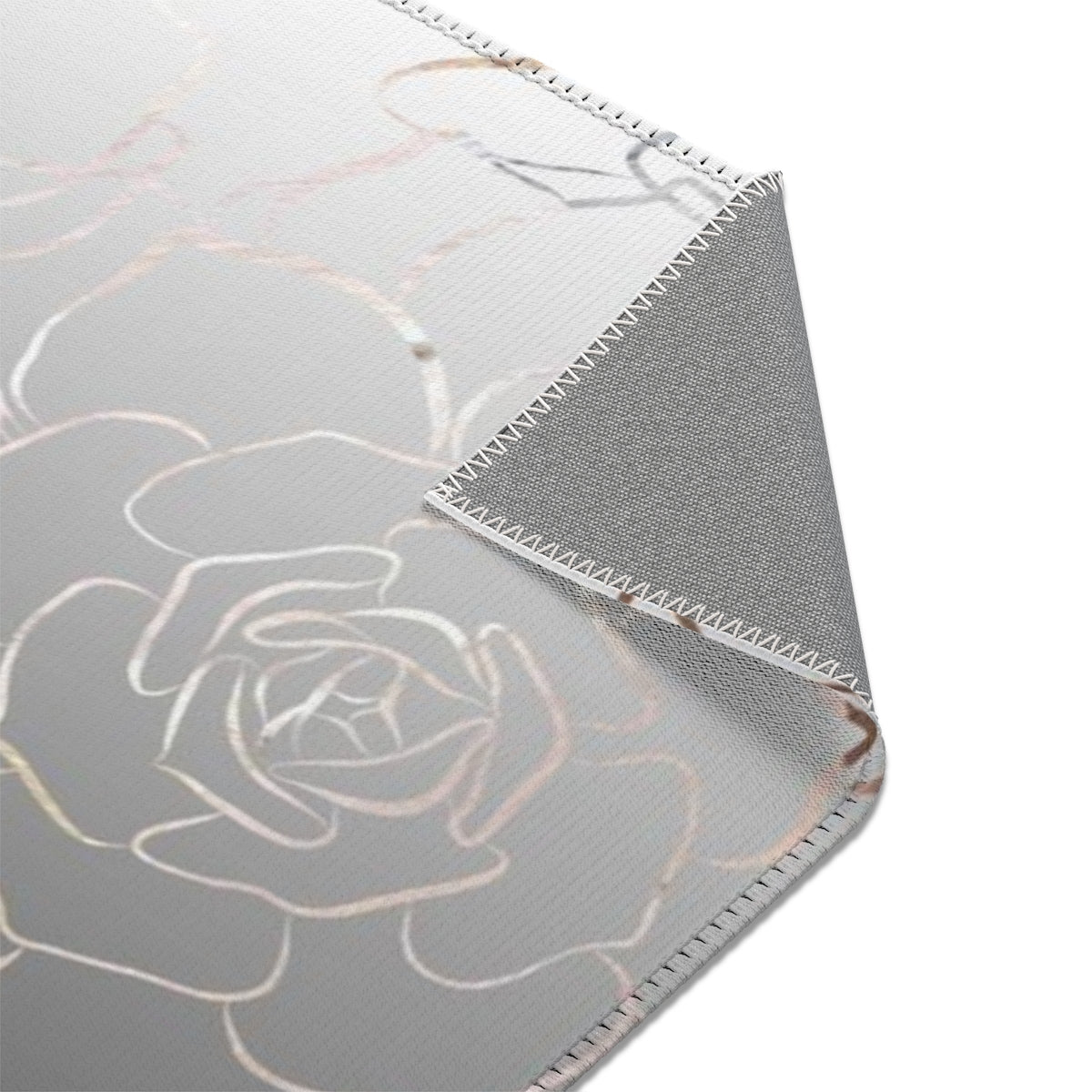 Floral Area Rug | Black White Ombre Gold Roses