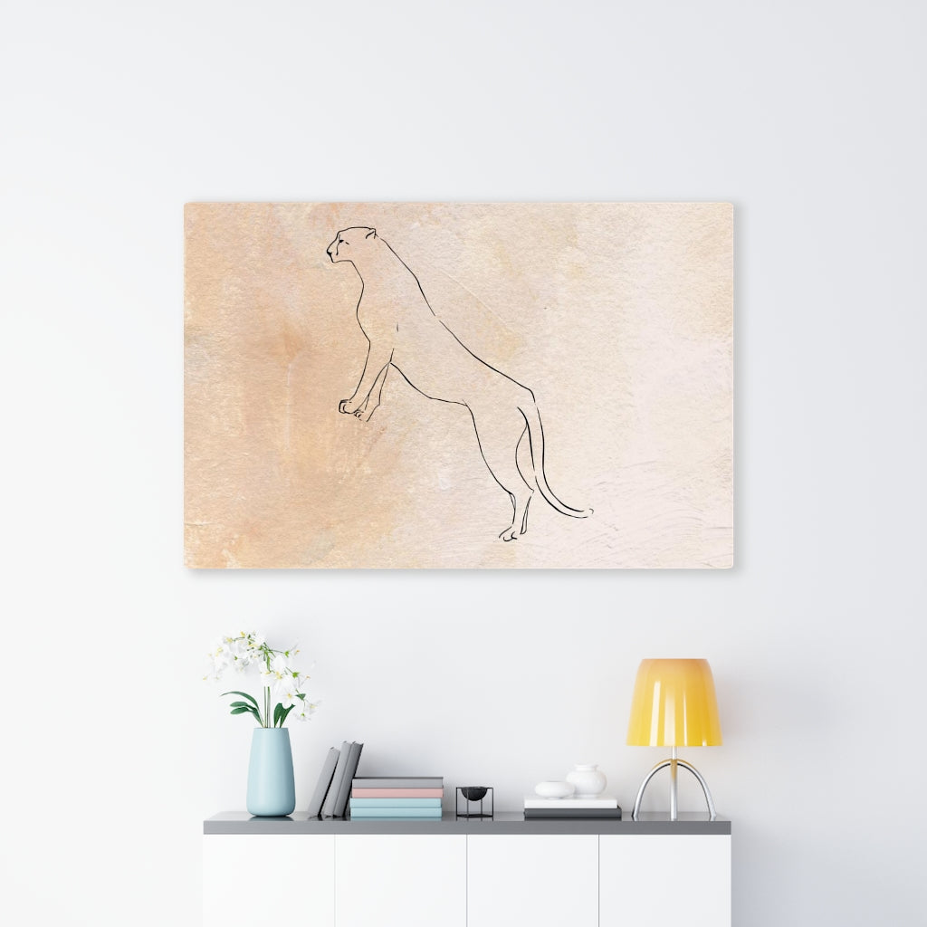 SOUTHWESTERN WALL CANVAS ART | Terracotta One Line Art Big Cat