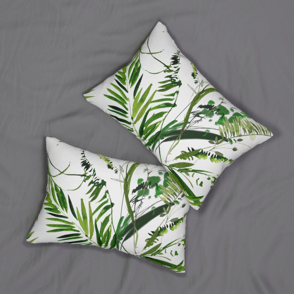 Floral Boho Lumbar Pillow | Green White