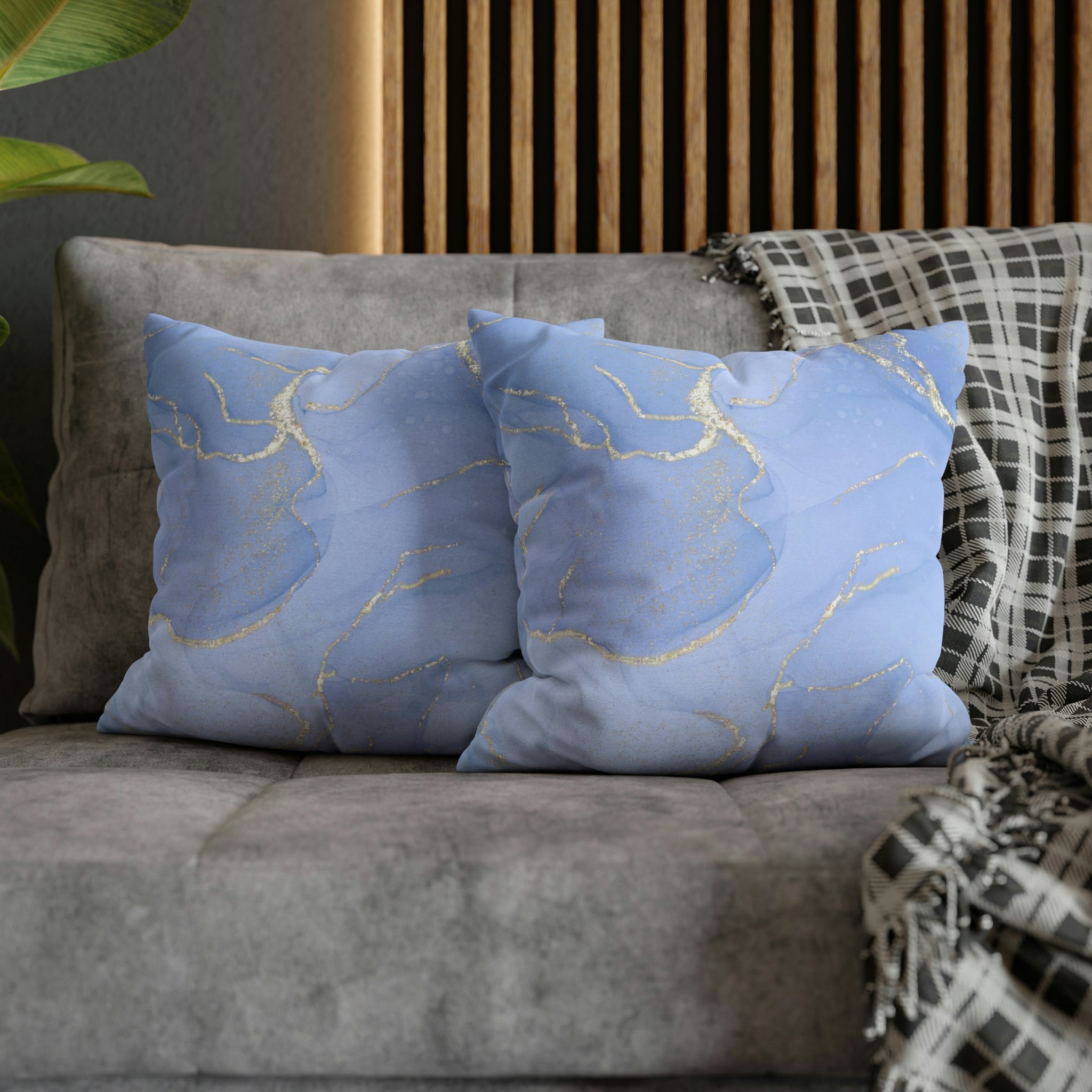 Abstract Boho Pillow Cover | Sky Blue Gold