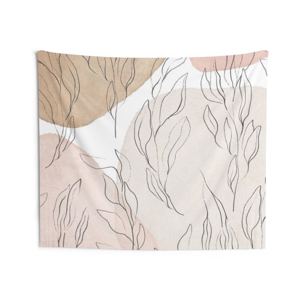 Floral Tapestry | Beige Blush Pink White