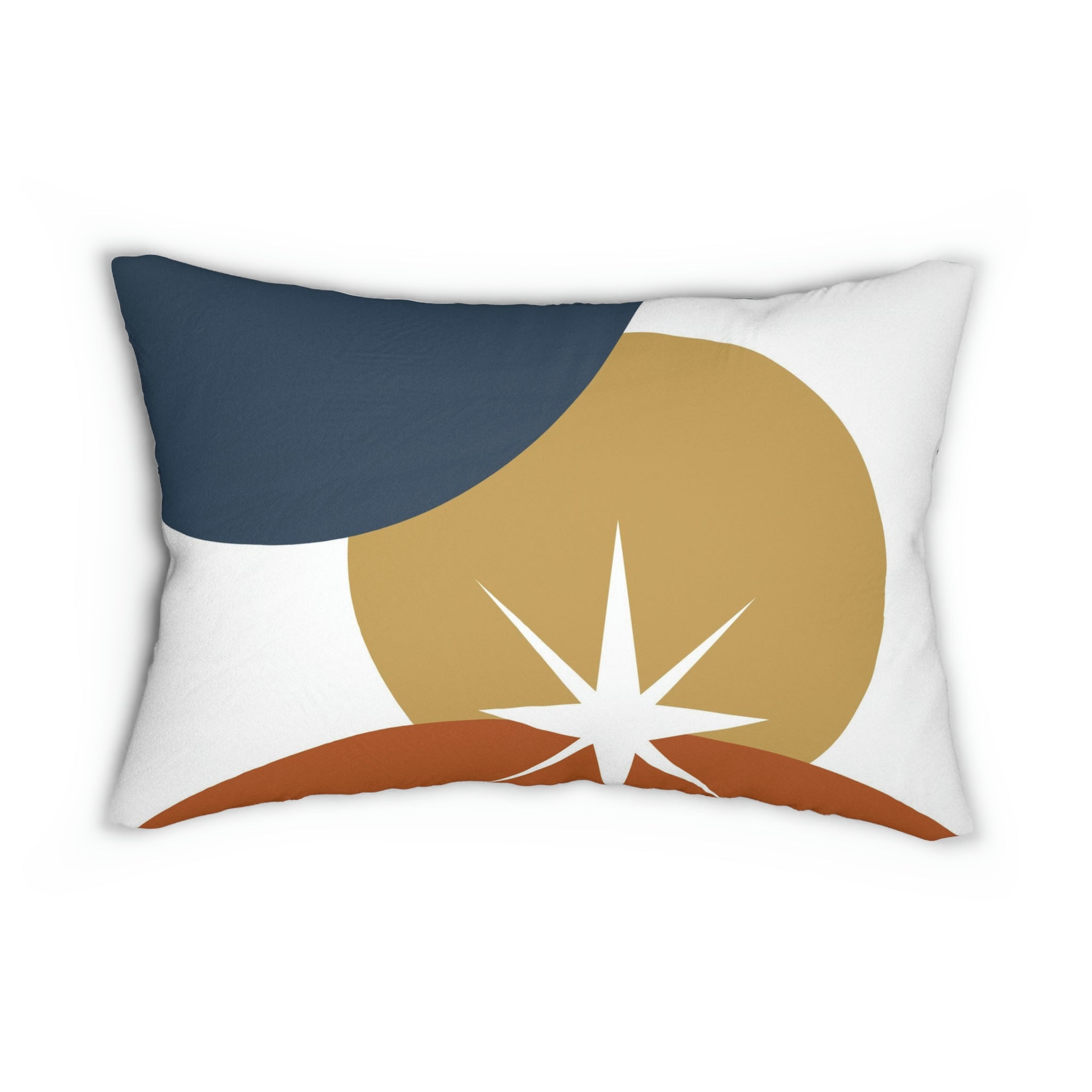 Mid Century Lumbar Pillow | Navy White Beige