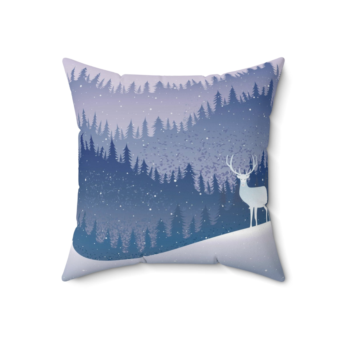 Scandi Nordic Boho Square Pillow Cover | Purple Pink Winter Landscape