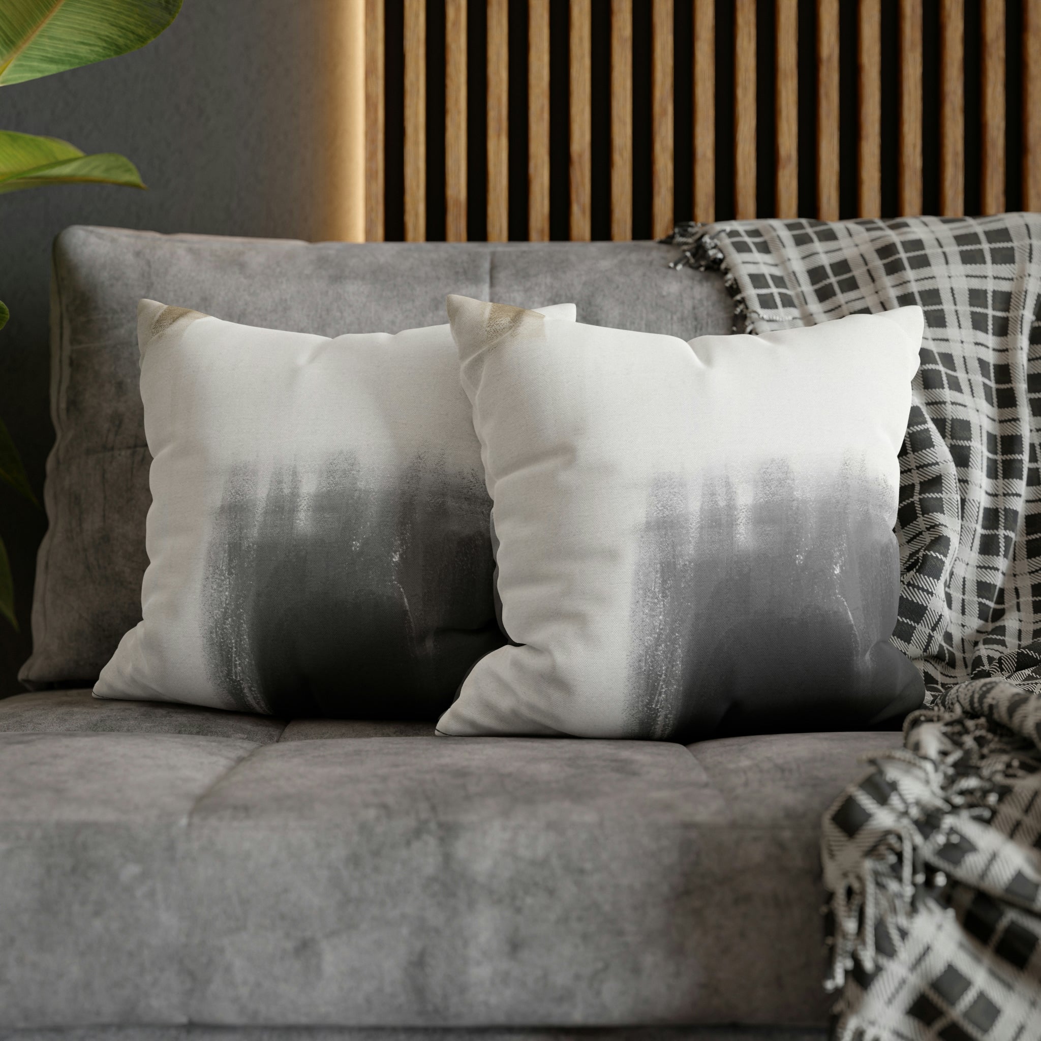 Abstract Boho Pillow Cover | Grey White