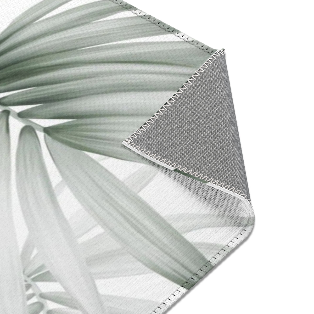 Floral Area Rug | Green Silver White Jungle Leaves