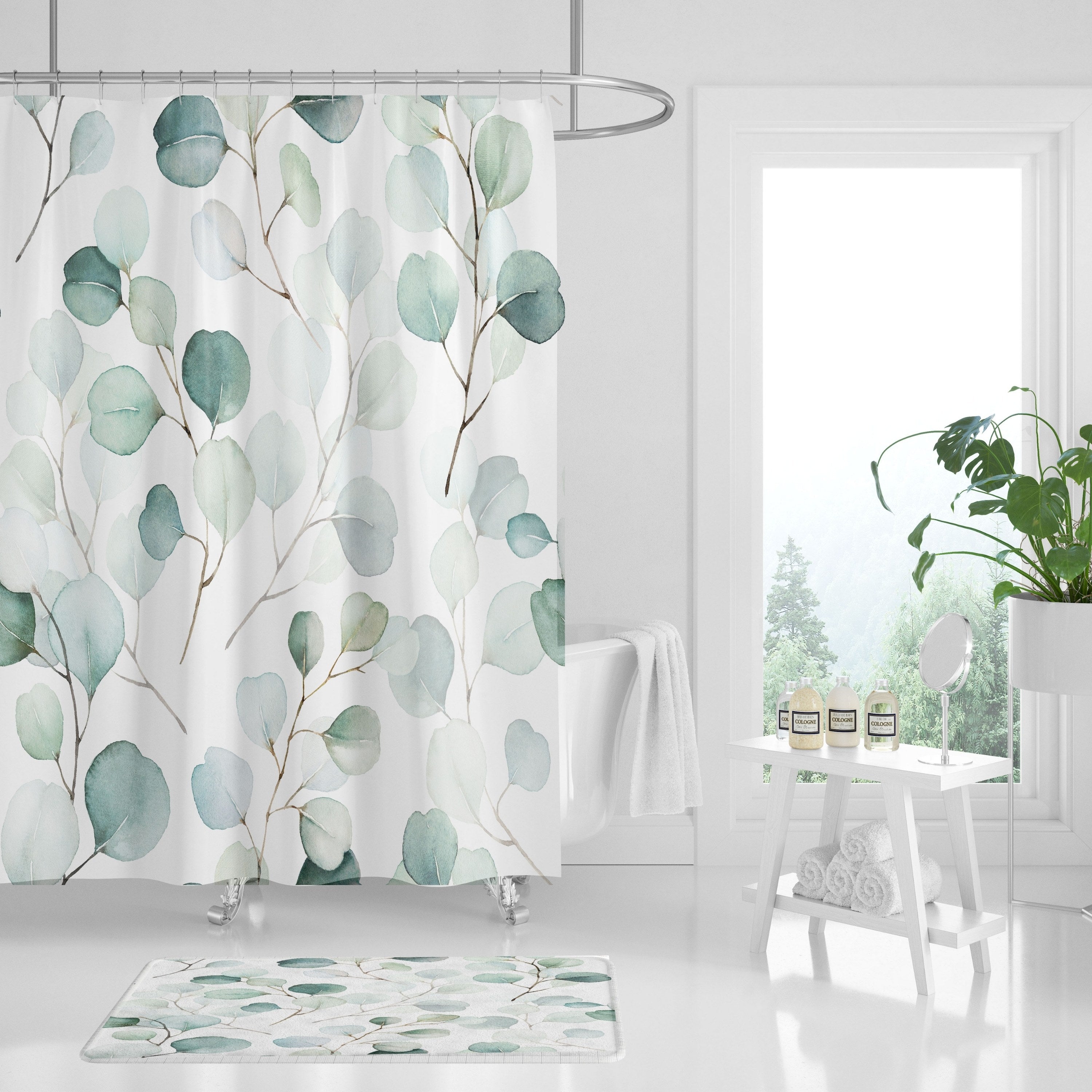 modern boho fabric shower curtain