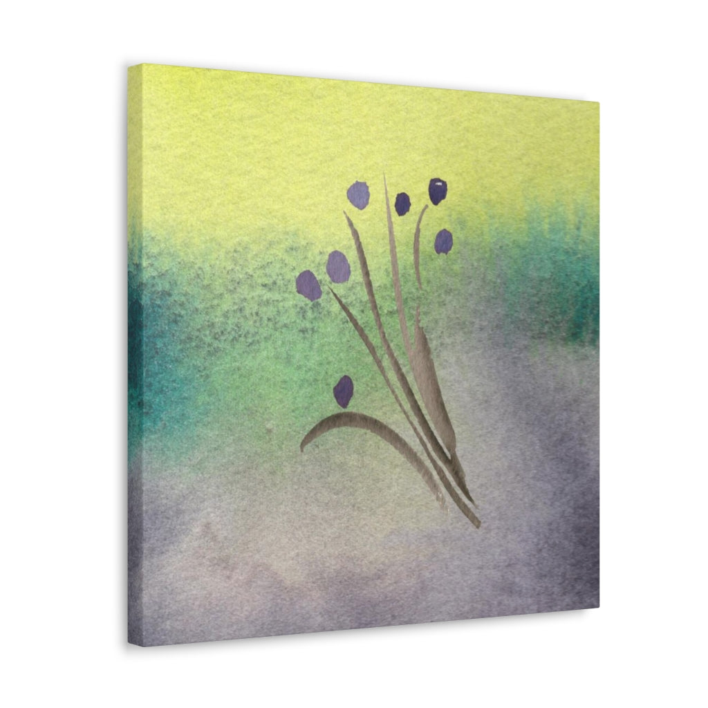 Abstract Canvas Wall Art | Yellow Green Purple