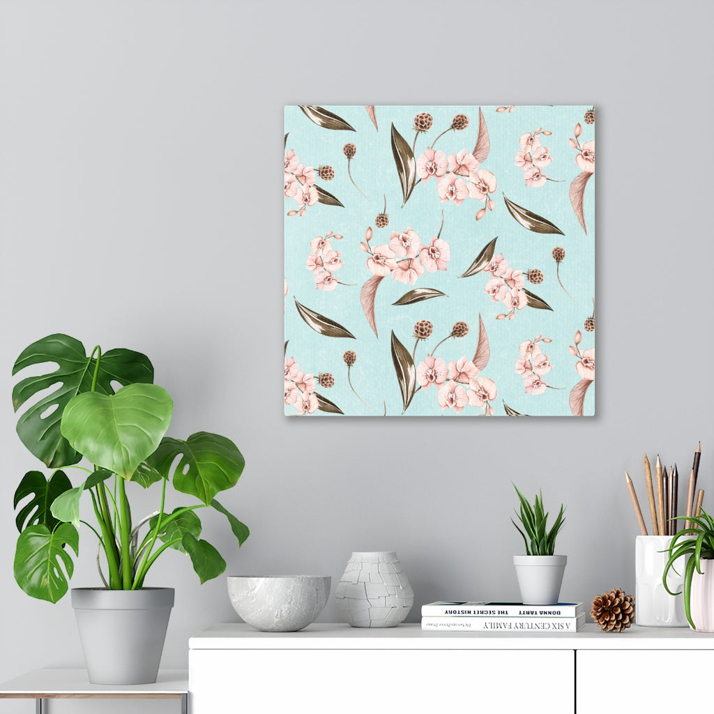 FLORAL CANVAS ART | Teal Pink Blossoms
