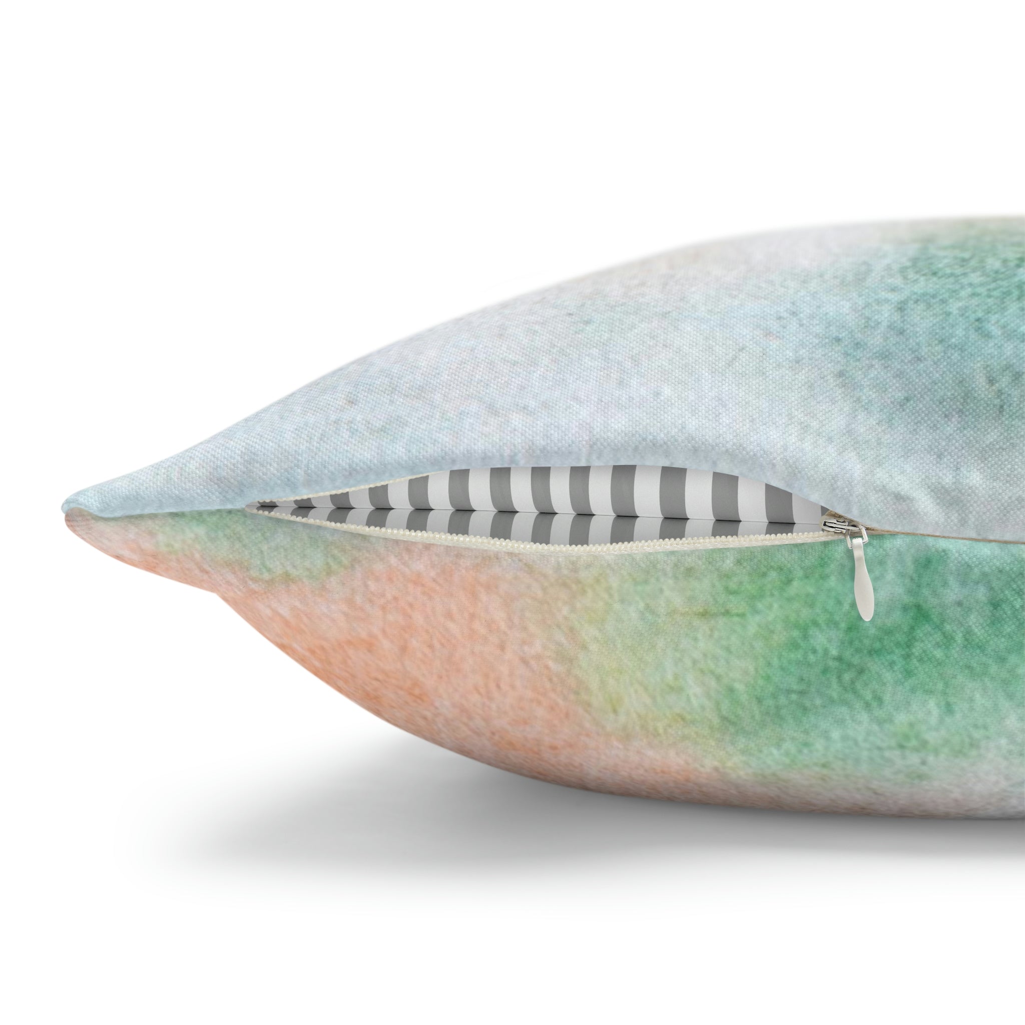 Abstract Boho Pillow Cover | Green Peach Pink Ombre Watercolor