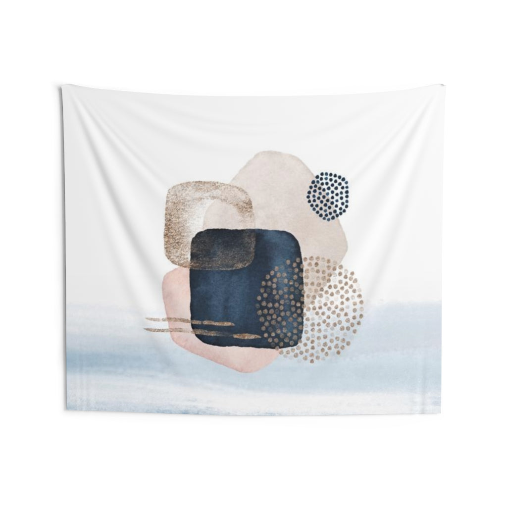 Abstract Tapestry | Navy Blue White Blush Pink