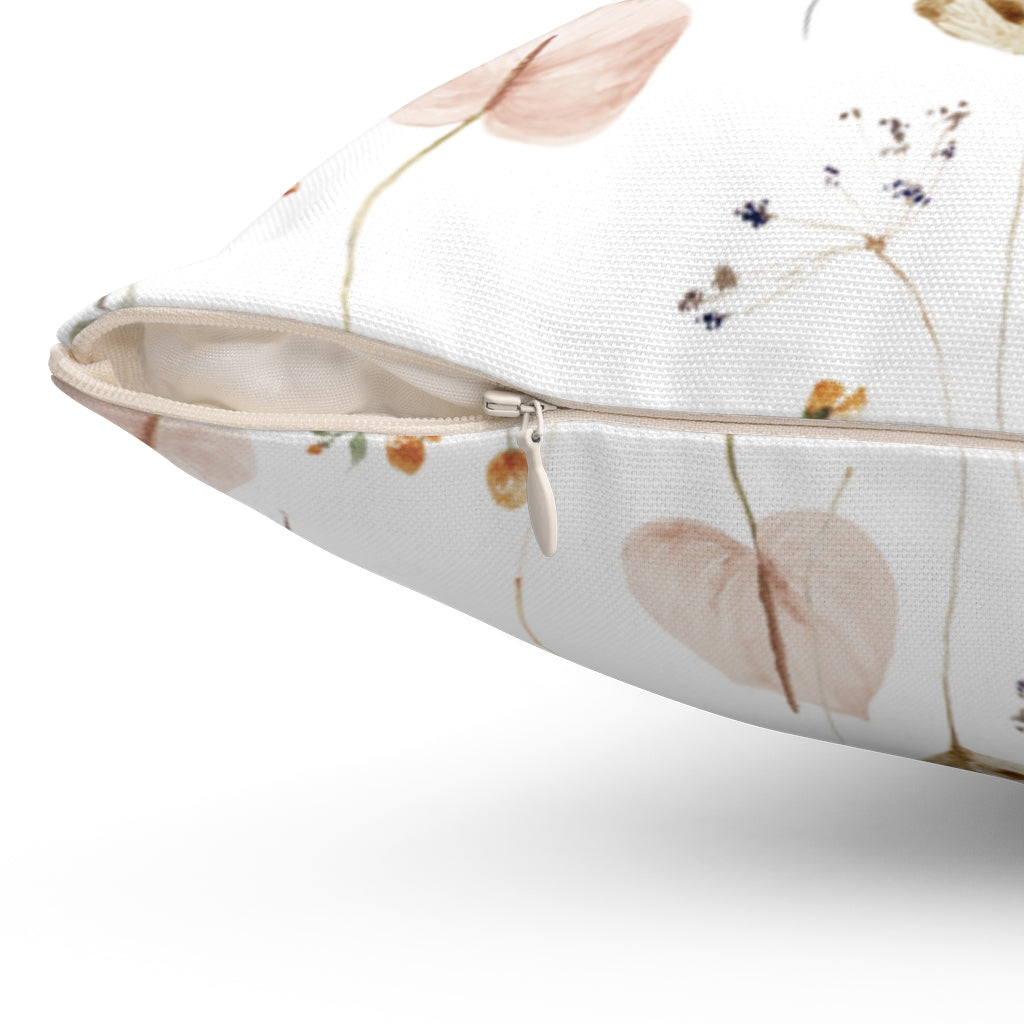 Boho Pillow Cover | Salmon Pink Gold Leaves