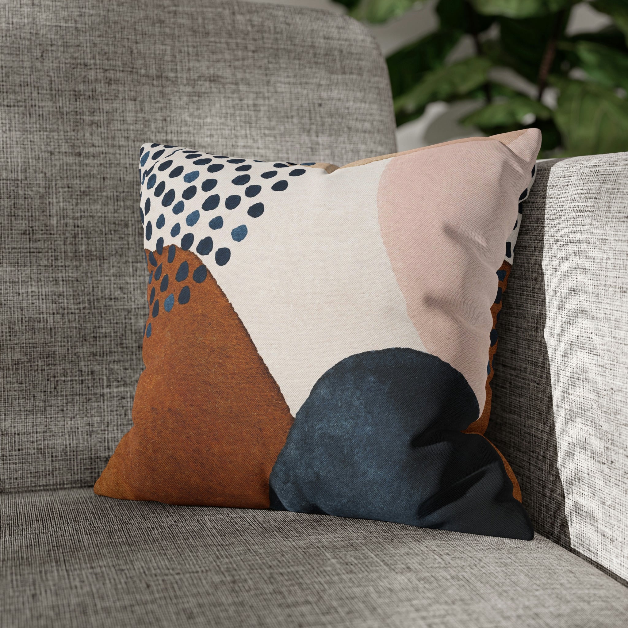 Abstract Boho Pillow Cover | Navy Blue Rustic Pink Blush Cream Gold