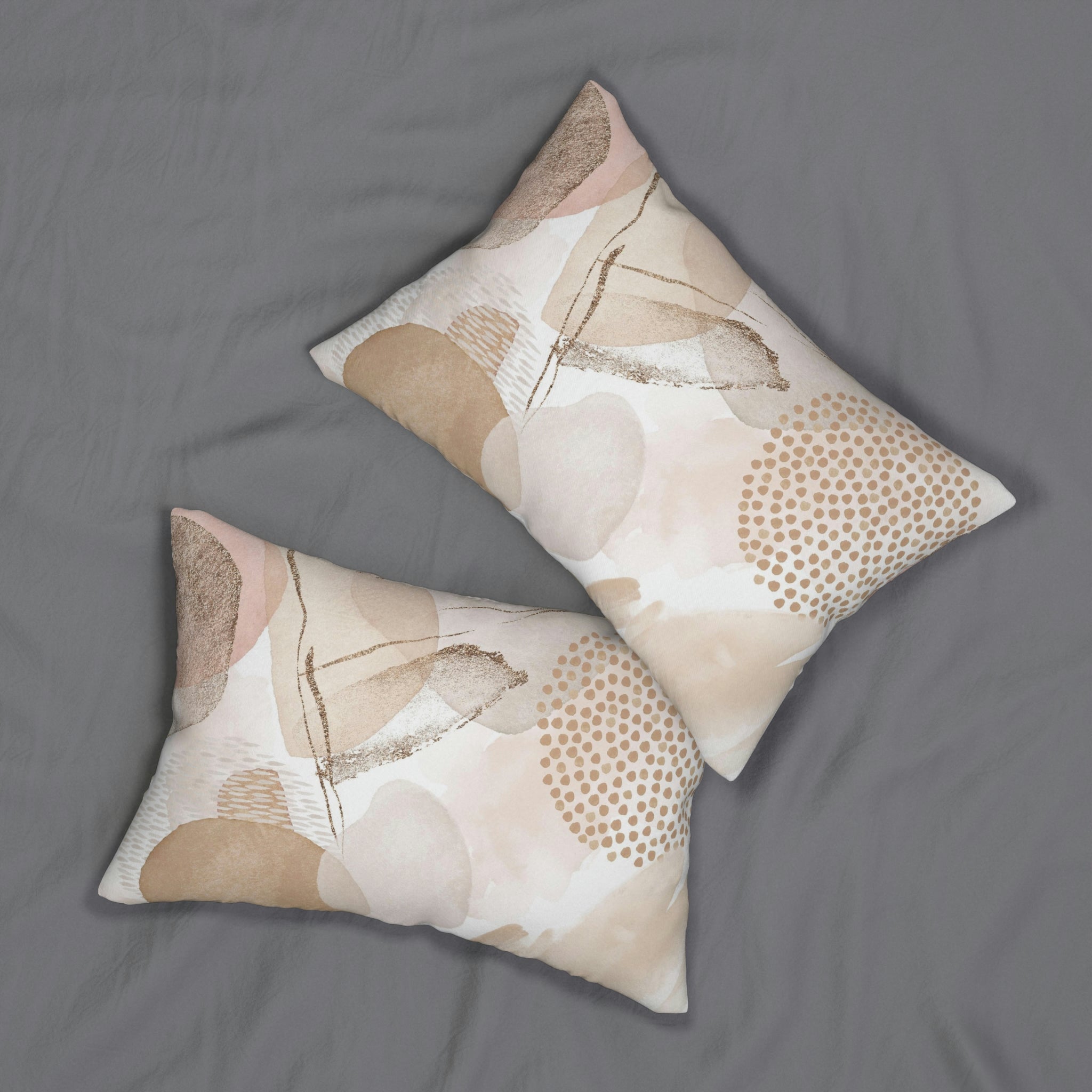 Beige Lumbar Pillow | Abstract Pastel Blush Beige Pink White