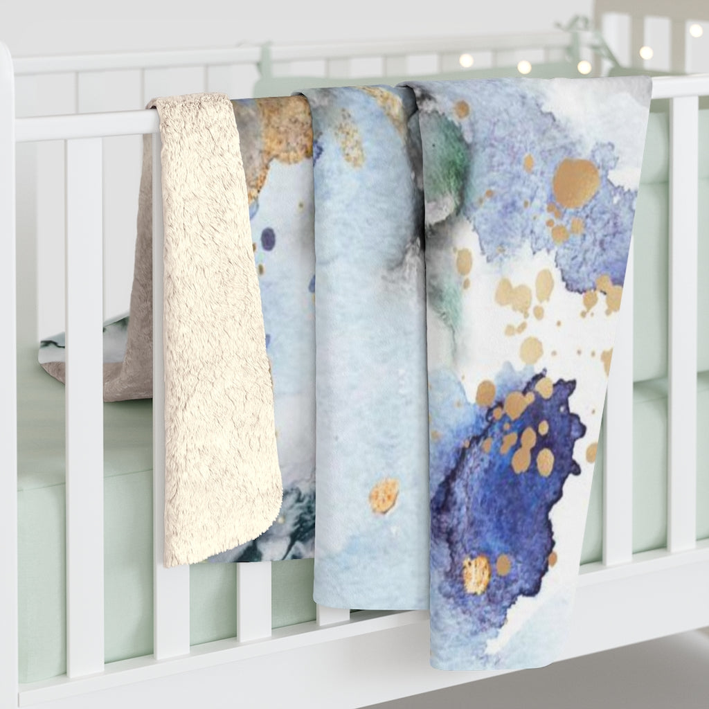 Abstract Comfy Blanket | Black Gold Blue