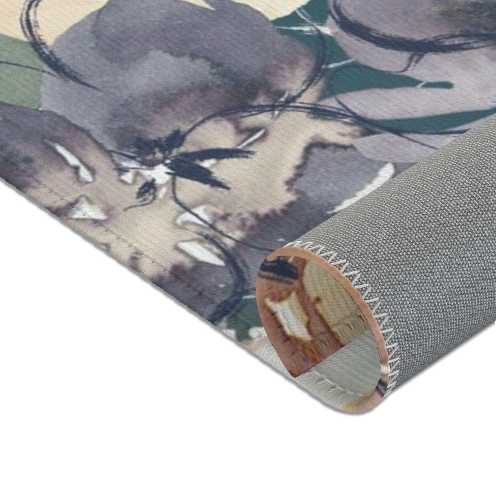 Floral Area Rug | Earthy Beige Navy