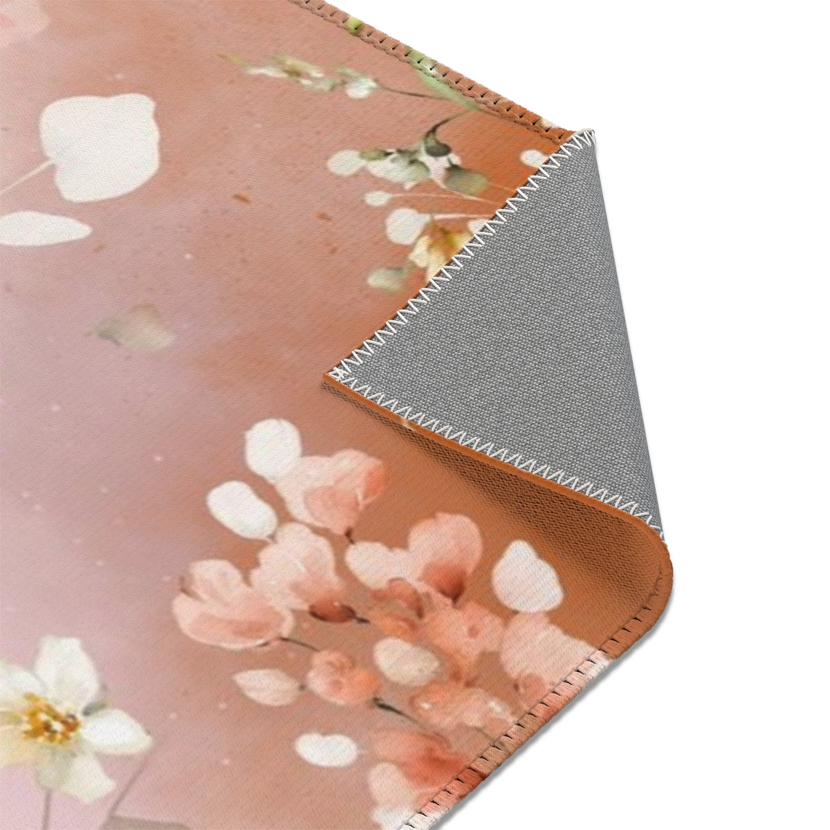 Floral Area Rug | Pastel Pink Orange Ombre Blossoms