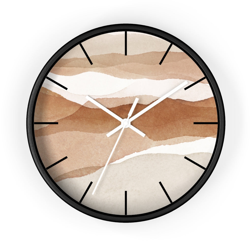 Wood, Wall Clock, Beige Brown 10"