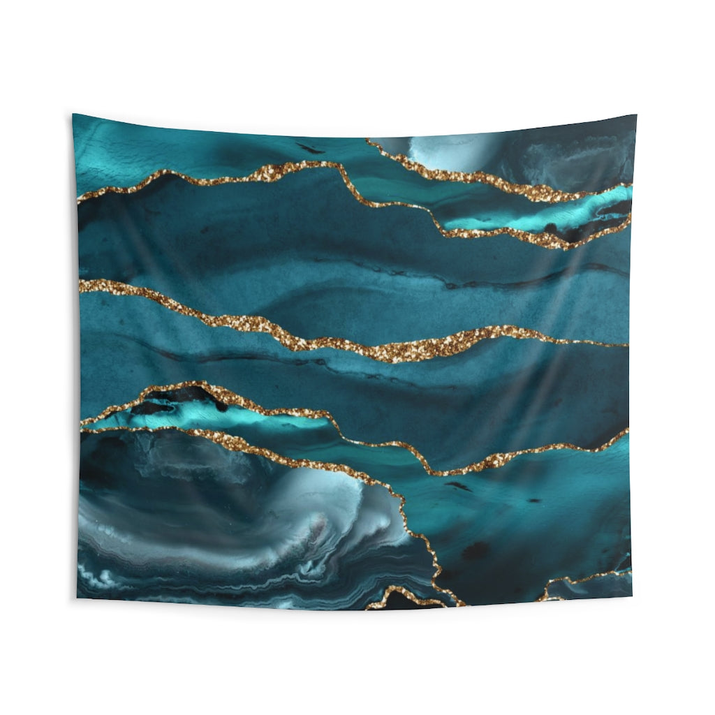 Abstract Tapestry | Teal Green Blue Gold