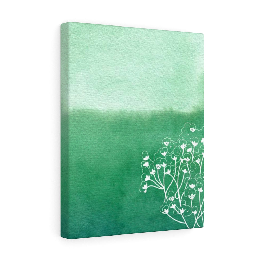 FLORAL WALL CANVAS ART | Green White Ombre