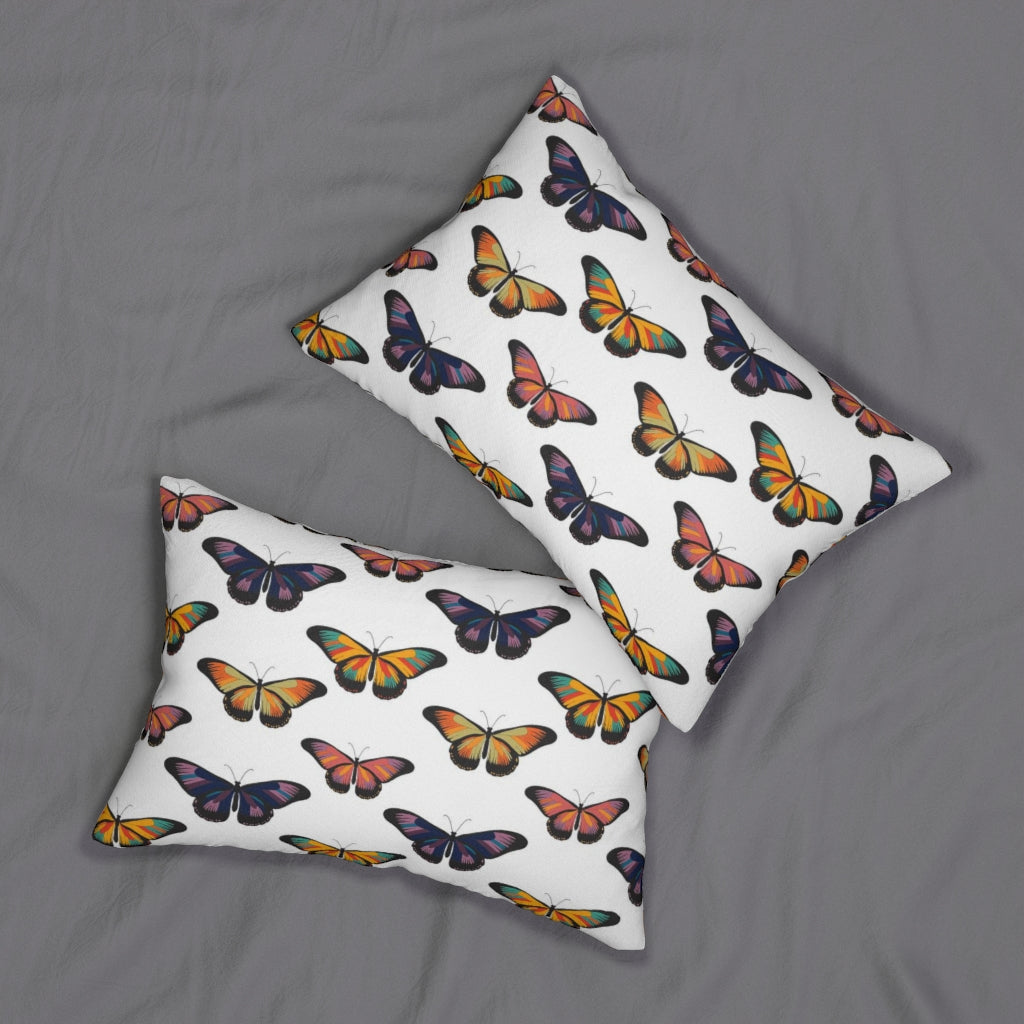 Minimalist Boho Lumbar Pillow | Rainbow Butterflies