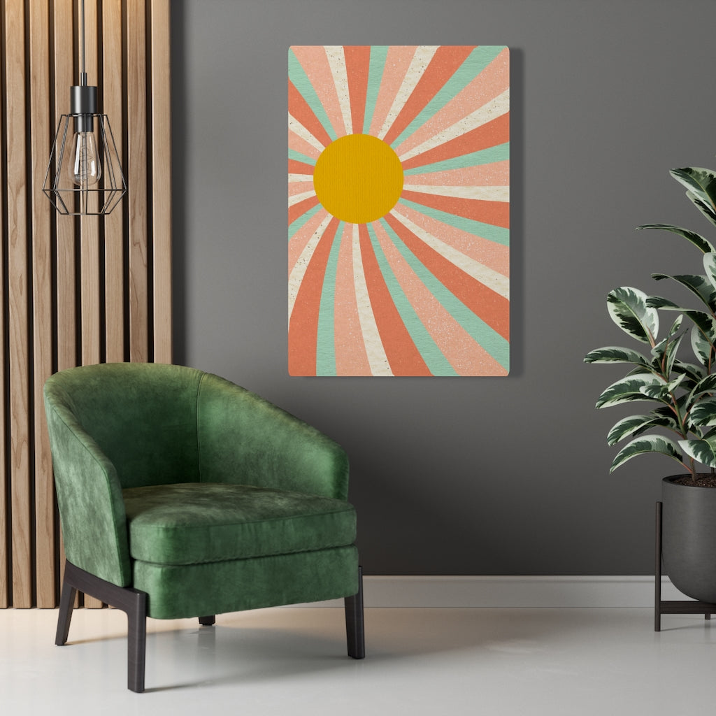 RETRO CANVAS ART | Mint Green Beige Yellow