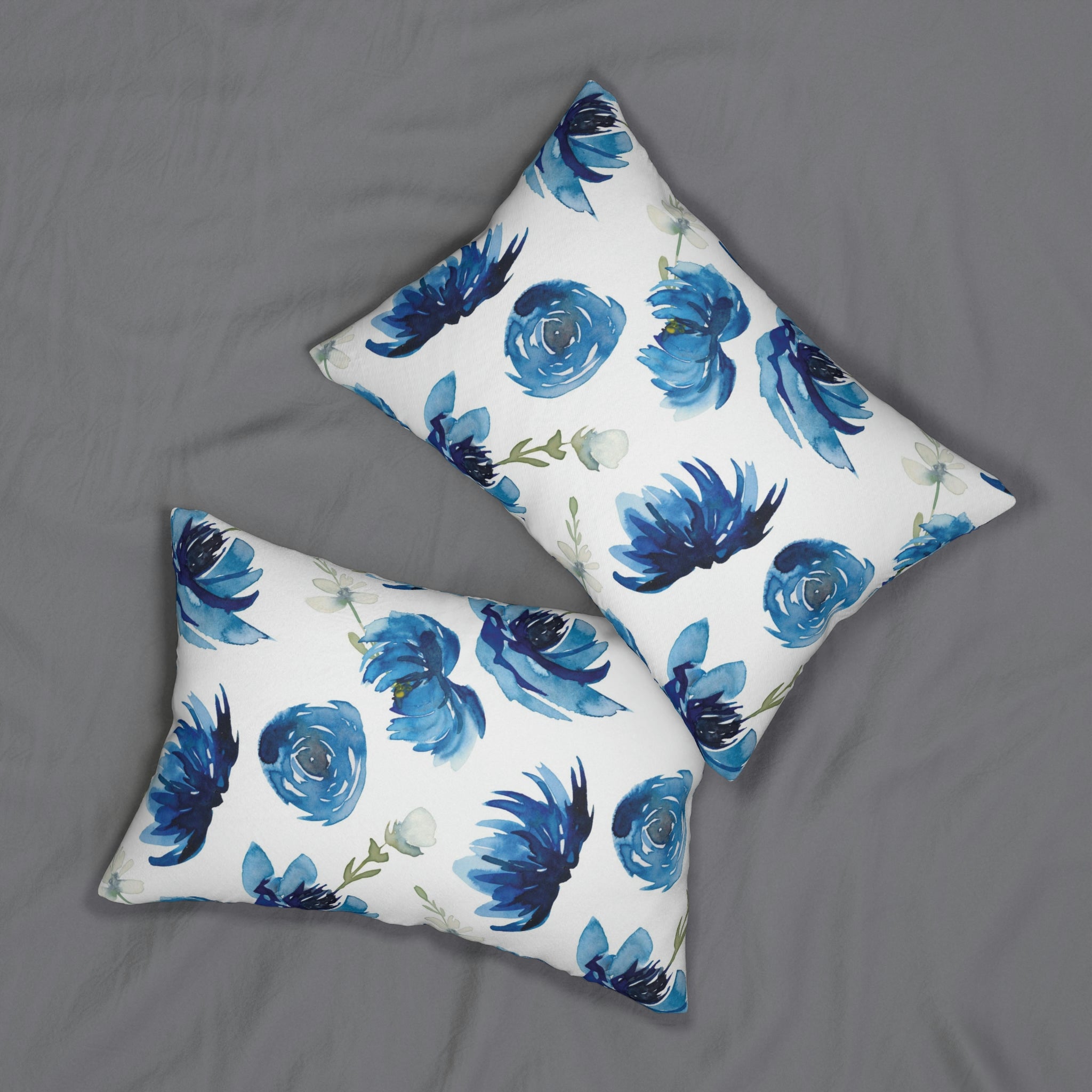 Boho Lumbar Pillow | Indigo Blue Roses