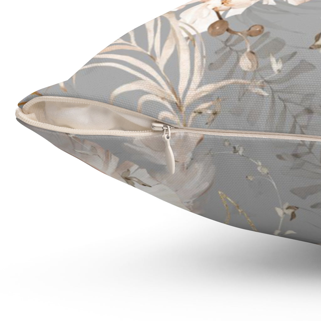 Floral Boho Pillow Cover | Grey Beige Cream
