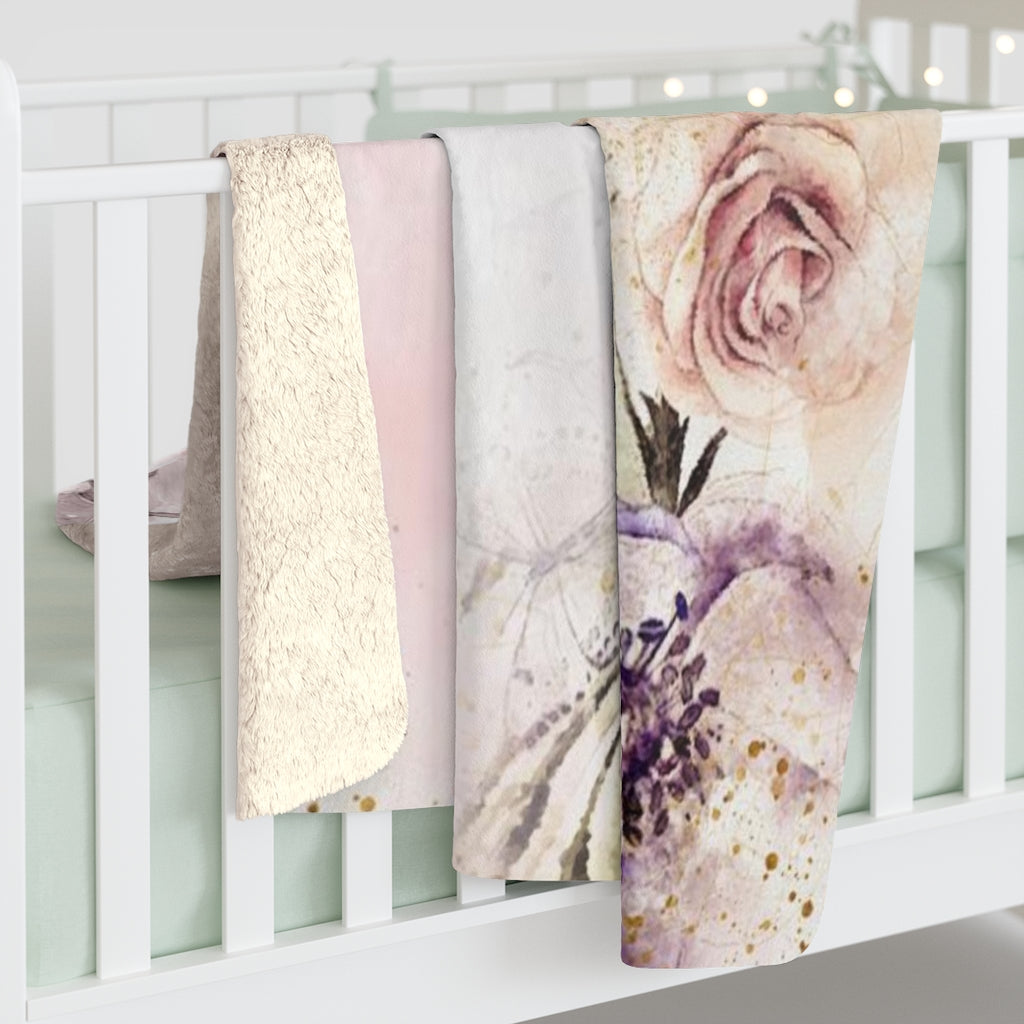 Floral Comfy Blanket | Pastel Pink Gold