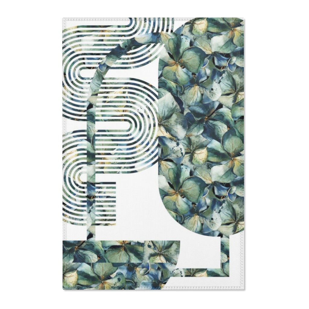 Geometric Area Rug | Floral Blue Green Shapes