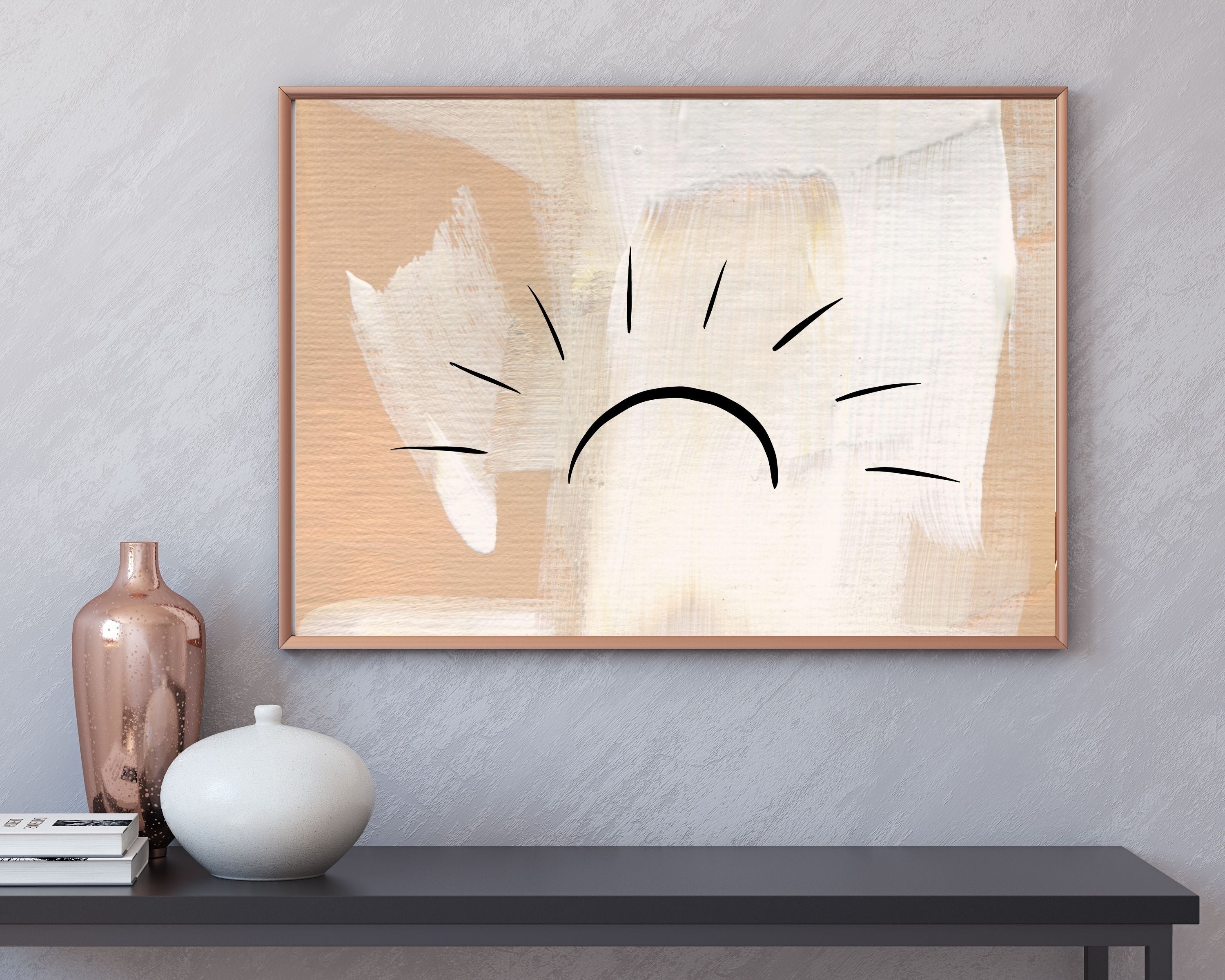 Abstract Terracotta Art Prints | Cream Beige White