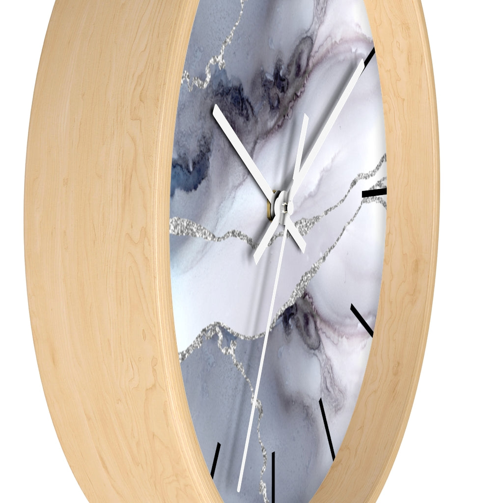 Marble Print, Wood, Wall Clock, Gray 10"