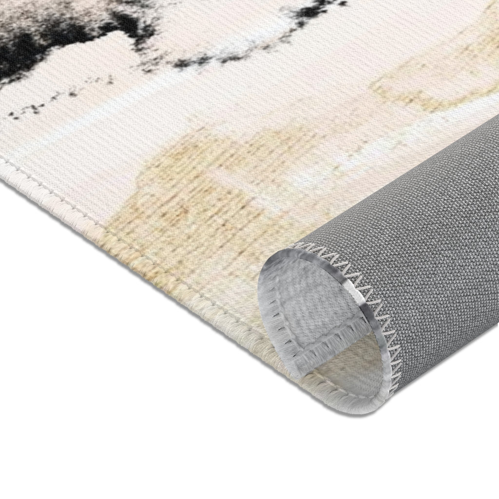 Boho Area Rug | Black Beige Gray Ombre