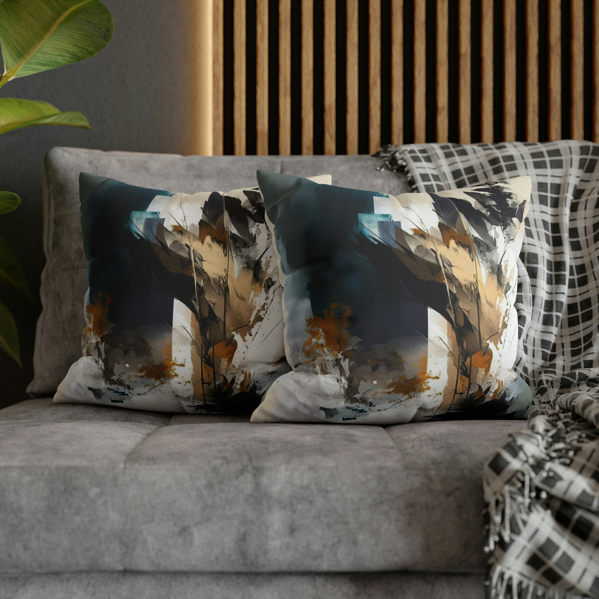 Abstract Pillow Cover | Beige Blue White