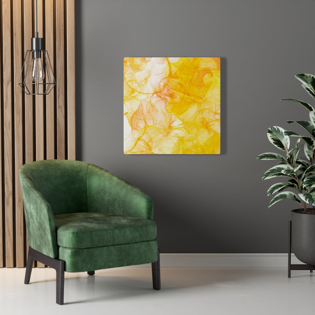 Abstract Canvas Art | Canary Yellow White