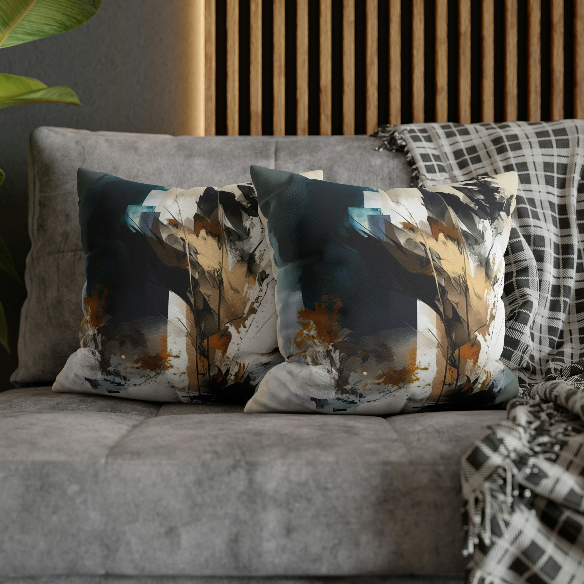 Abstract Pillow Cover | Beige Blue White