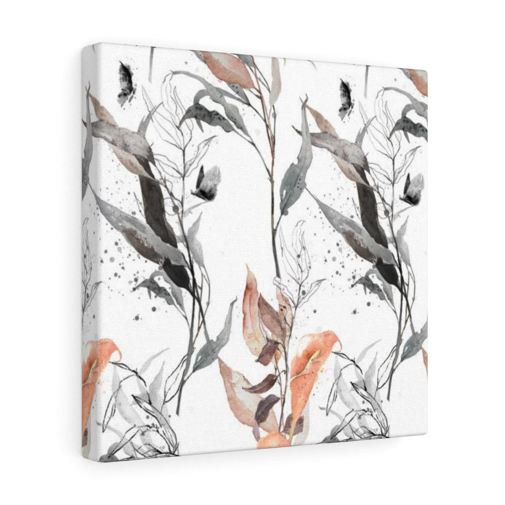FLORAL WALL CANVAS ART | White Peach Grey