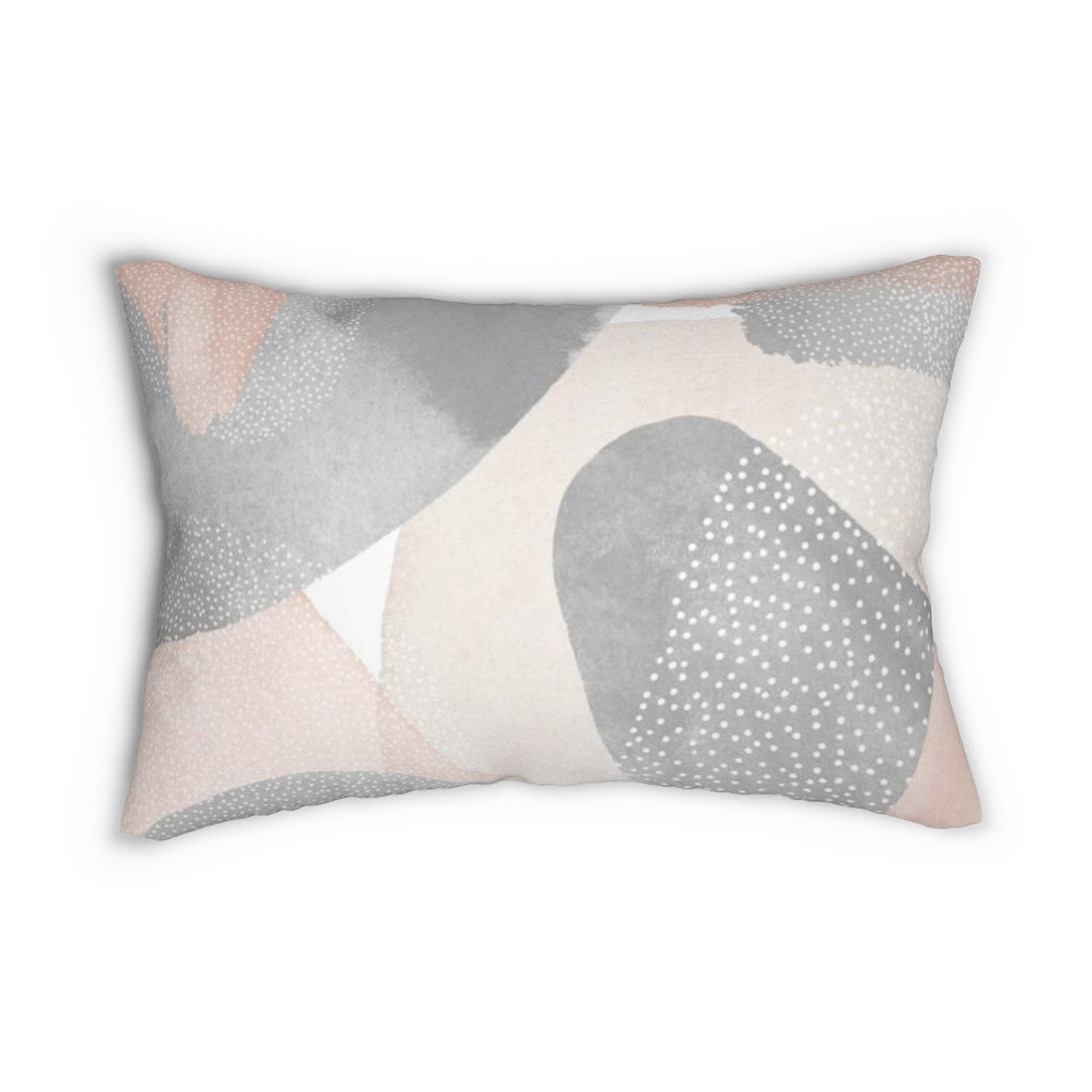 Abstract Boho Lumbar Pillow | Beige Grey Blush Pink