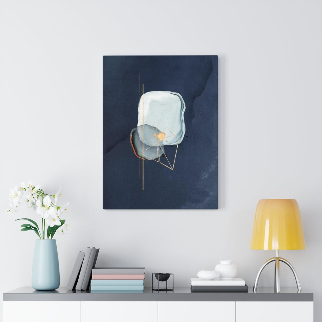 ABSTRACT WALL CANVAS ART | Navy Blue Teal Gold